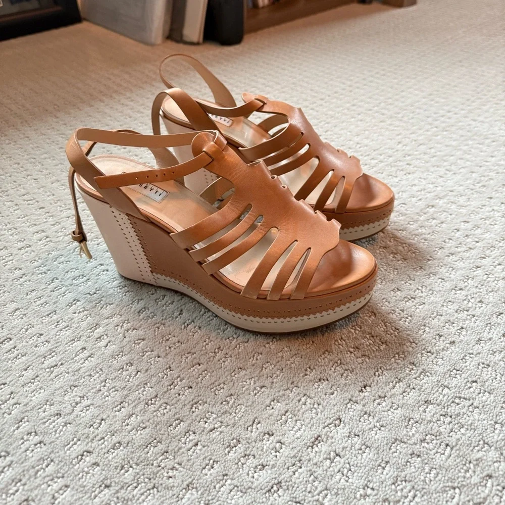 Fratelli Rossetti Tan Wedge Sandals - Picture 2 of 11